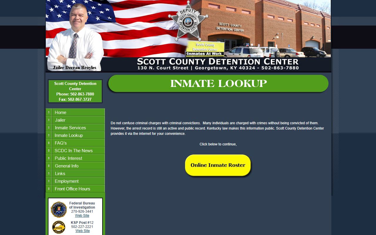 Scott County inmate population lookup landing page for jail roster searches