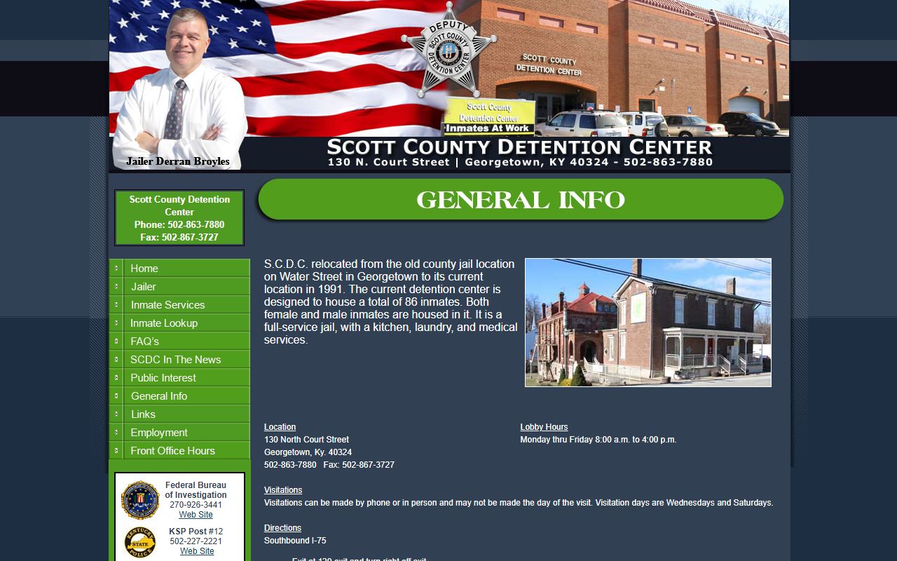 Scott County Detention Center general information page for facility details